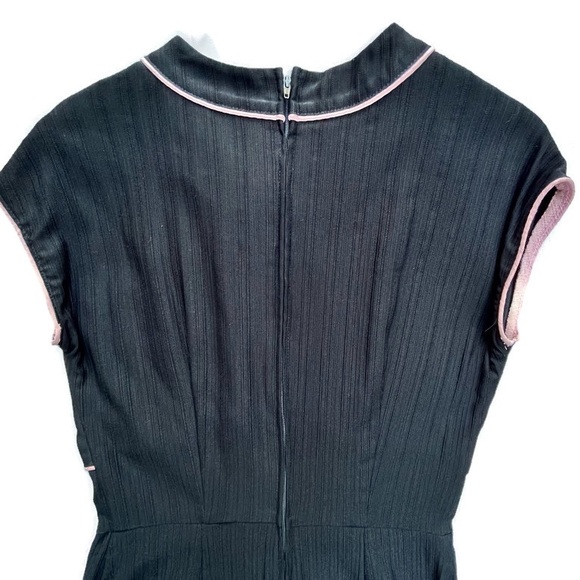 Stop Staring! Y2K Pin-Up Rockabilly Black & Pink Wiggle Pencil Shift Dress Sz XL - Picture 5 of 8
